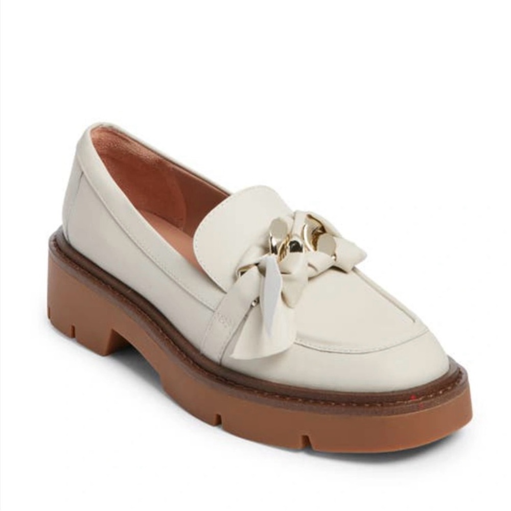 Nordstrom Cream Loafers with Gold Accent